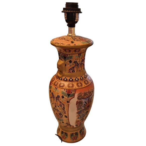 Vintage Antique Chinese Porcelain Mandarin Vase Table Lamp Hand Painted 17.5" - Picture 9 of 16